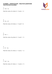 Algebra Substitution Practice Questions