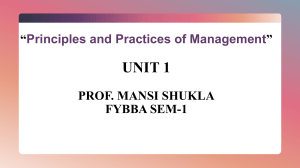 Principles and Practices of Management Unit 1