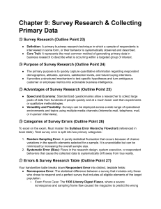 Chapter 9: Survey Research & Primary Data