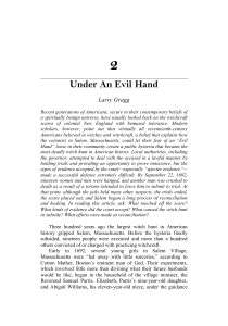Salem Witch Trials: Under An Evil Hand