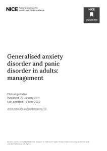 NICE Guideline: GAD & Panic Disorder Management in Adults