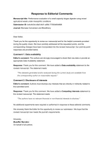 Response to Editorial Comments on Biogas Digester Research