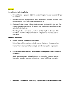 Module 1 Accounting Basics: Learning Objectives & Tasks