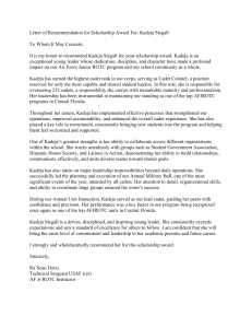Letter of Recommendation for Kadeja Stegall Scholarship