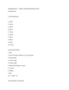 Math 7 Exam Answer Key: Polygons & Percentages