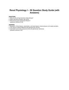Renal Physiology I Study Guide: 50 Questions with Answers