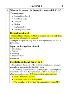 System Development Life Cycle Stages: Lecture Notes