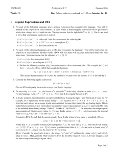 CSC B36 H Assignment 3: Regular Expressions and DFA Problems