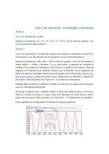Lista 1 de Exerc&iacute;cios - Introdu&ccedil;&atilde;o a Eletr&ocirc;nica