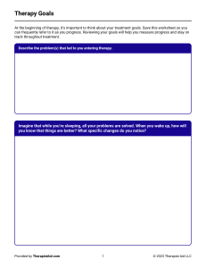 Therapy Goals Worksheet
