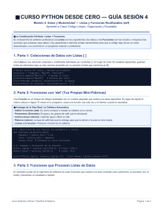 Curso Python Desde Cero - Gu&iacute;a Sesi&oacute;n 4: Listas y Funciones