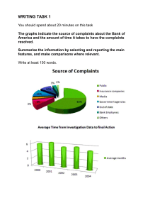 Bank of America Complaints Data Analysis Writing Task