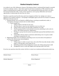 Student Integrity Contract - Academic Honesty Pledge