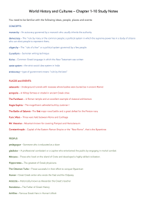 World History and Cultures Study Notes