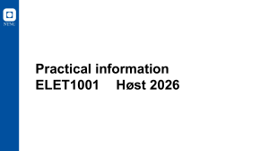 Praktisk information til ELET1001 H&oslash;st 2026