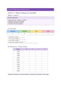Collins Primary Maths Unit 1 Place Value to 10,000 Lesson 1