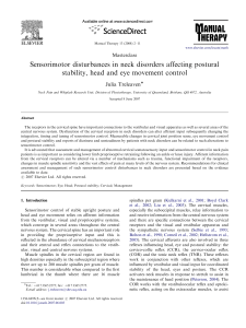 Sensorimotor Disturbances in Neck Disorders: Postural Stability, Head & Eye Control