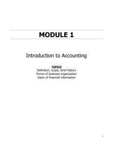 Module 1: Introduction to Accounting