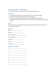 21st Century Ethics Study Notes: Moral Philosophy Intro