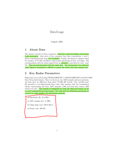 77-GHz mmWave Radar Dataset Description