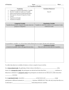 AP Statistics 1.1: Variables & Studies Worksheet