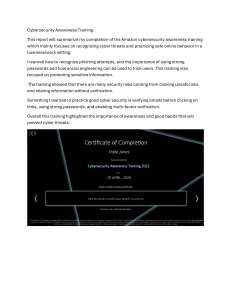 Cybersecurity Awareness Training Summary & Certificate