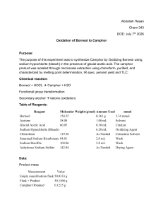 Oxidation of Borneol to Camphor Lab Report