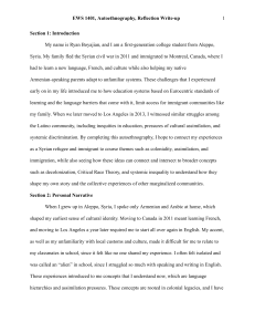 Autoethnography: A Syrian Immigrant's Reflection on Assimilation and Coloniality