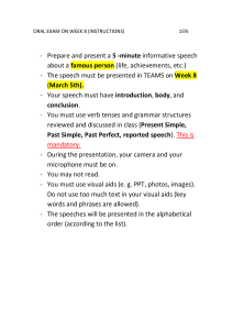 Oral Exam Week 8 Instructions: 5-Minute Speech Guidelines