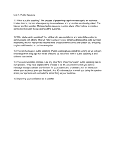 Unit 1: Public Speaking Introduction