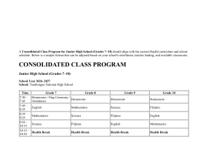 Junior High School Class Schedule Template
