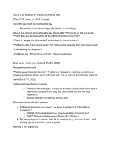 Psychopathology: Classification & Models