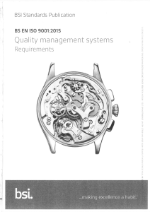 BS EN ISO 9001:2015 Quality Management Systems Requirements