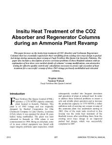 In-situ Heat Treatment of CO2 Absorber & Regenerator Columns in Ammonia Plant Revamp