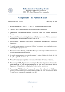 IIT Roorkee Python Basics Assignment 1