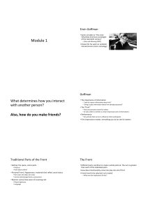 Module 1: Ervin Goffman's Symbolic Interactionism