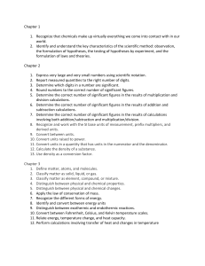 Chemistry Chapter Outlines: Scientific Method, Measurements, Matter