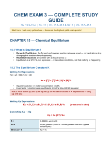 Chemistry Exam 3 Study Guide