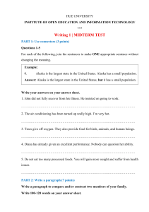 Hue University Writing 1 Midterm Test