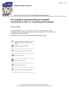 Ecological Understanding of Wrongful Convictions in U.S. Criminal Justice