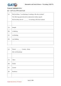 GATE 2023 XH-C5 Psychology Question Paper