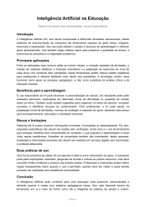 Intelig&ecirc;ncia Artificial na Educa&ccedil;&atilde;o: Oportunidades, Riscos e Boas Pr&aacute;ticas