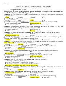 Synonym-Antonym Exercises: Topic 9 Workbook