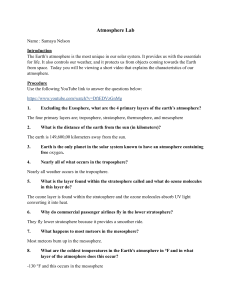 Atmosphere Lab Worksheet: Earth's Atmospheric Layers