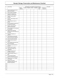 Receipt, Storage, Preservation & Maintenance Checklist