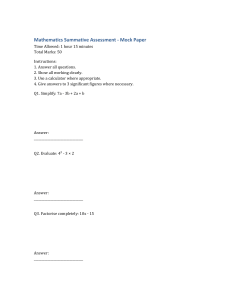 Mathematics Mock Exam Paper