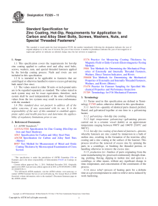 ASTM F2329-11: Hot-Dip Zinc Coating for Fasteners