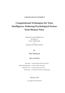 Computational Techniques for Voice Intelligence Deducing Psychological Factors from Human Voice