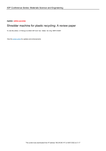 Shredder Machine for Plastic Recycling: Review Paper