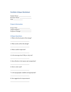 Portfolio Critique Worksheet for Design Students